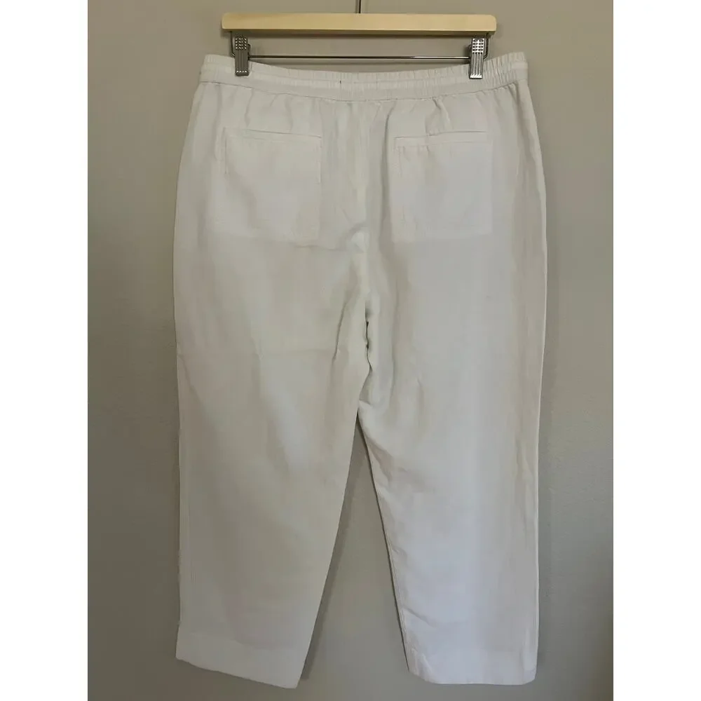 Banana Republic Linen Blend Pants Crisp White Women's Sz Large